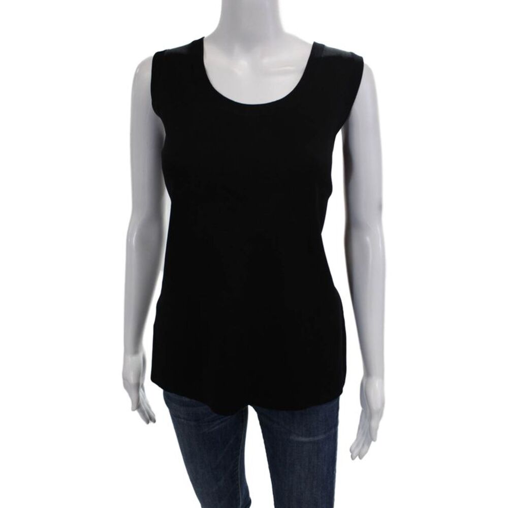 Misook Womens Basic Black Acrylic Sleeveless Round Neck Tank Size M